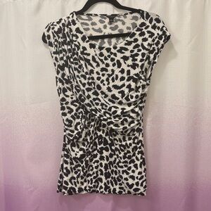 Ann Taylor Black and White Animal Print Blouse